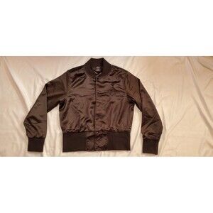 Beast Mode Marshawn Lynch Womens Black Satin Bomber Jacket Size Large